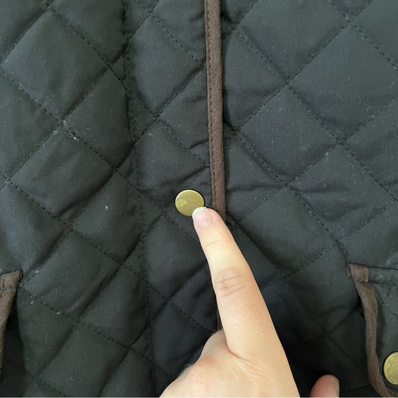 G.H. Bass Quilted Vest Black with Brown Trim & Snap Front Size Medium - Picture 6 of 11